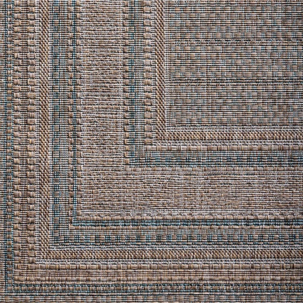 Amber Lewis x Loloi Topanga 5&#39;3&quot; x 7&#39;6&quot; Natural and Teal Indoor/Outdoor Area Rug, , large