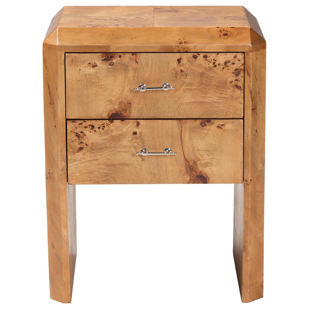 Baxton Studio Nebu 2-Drawer Nightstand in Natural Mappa Burl, , large