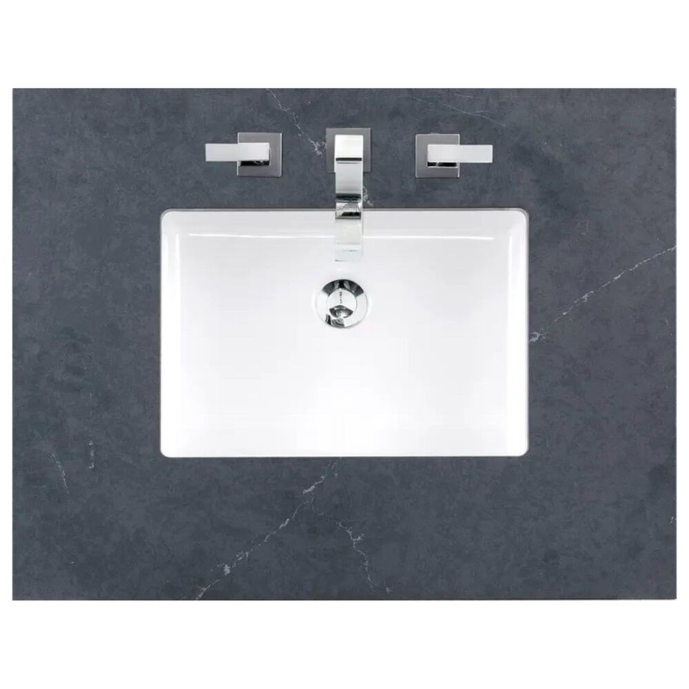 James Martin Vanities Bristol 30&quot; Single Bathroom Vanity in Bright White with 3 cm Charcoal Soapstone Quartz Top and Rectangular Sink, , large