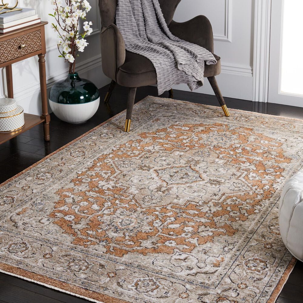 Safavieh Jasmine 4&#39;5&quot; x 6&#39;5&quot; Orange and Grey Area Rug, , large