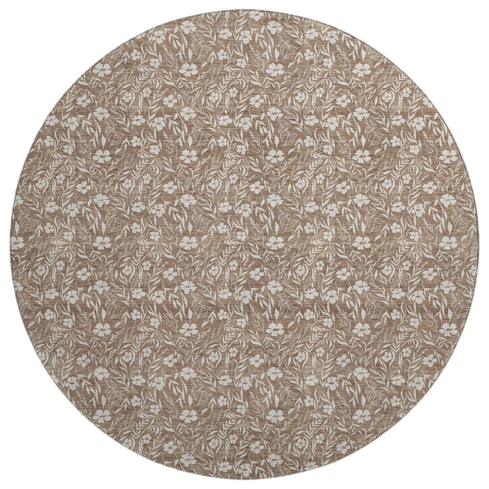 Dalyn Rug Company Soft Essentials Floral Mocha 8" Round Indoor/Outdoor Area Rug, , large