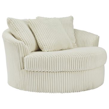 Signature Design by Ashley Lindyn Oversized Swivel Accent Chair in Ivory, , large
