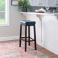 Linon Home Decor Claridge Bar Stool with Blue Cushion in Dark Brown, , large