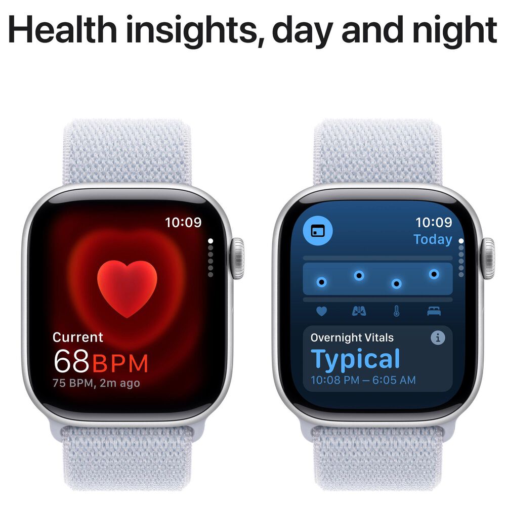 Apple Watch Series 10 GPS + Cellular 42mm Silver Aluminum Case with Blue Cloud Sport Loop, , large