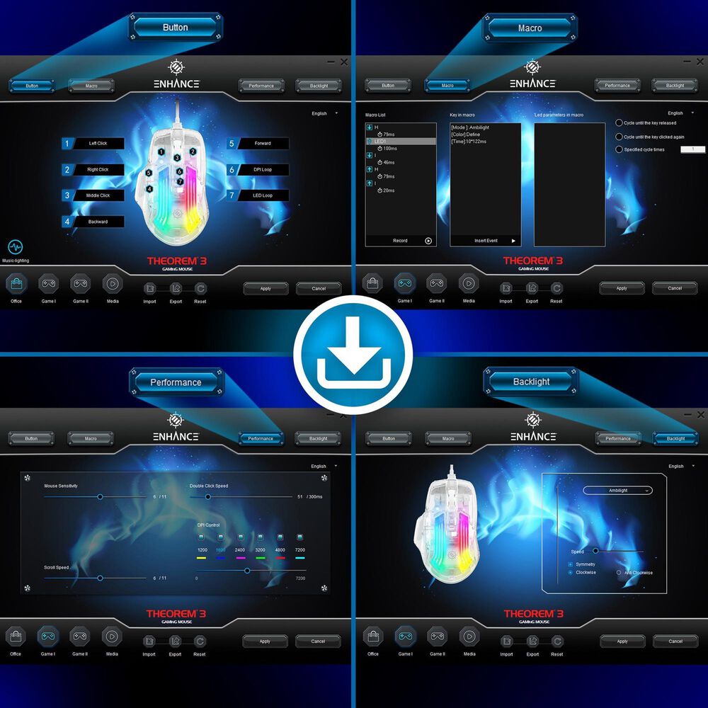 Enhance Theorem 3 Gaming Mouse in White, , large