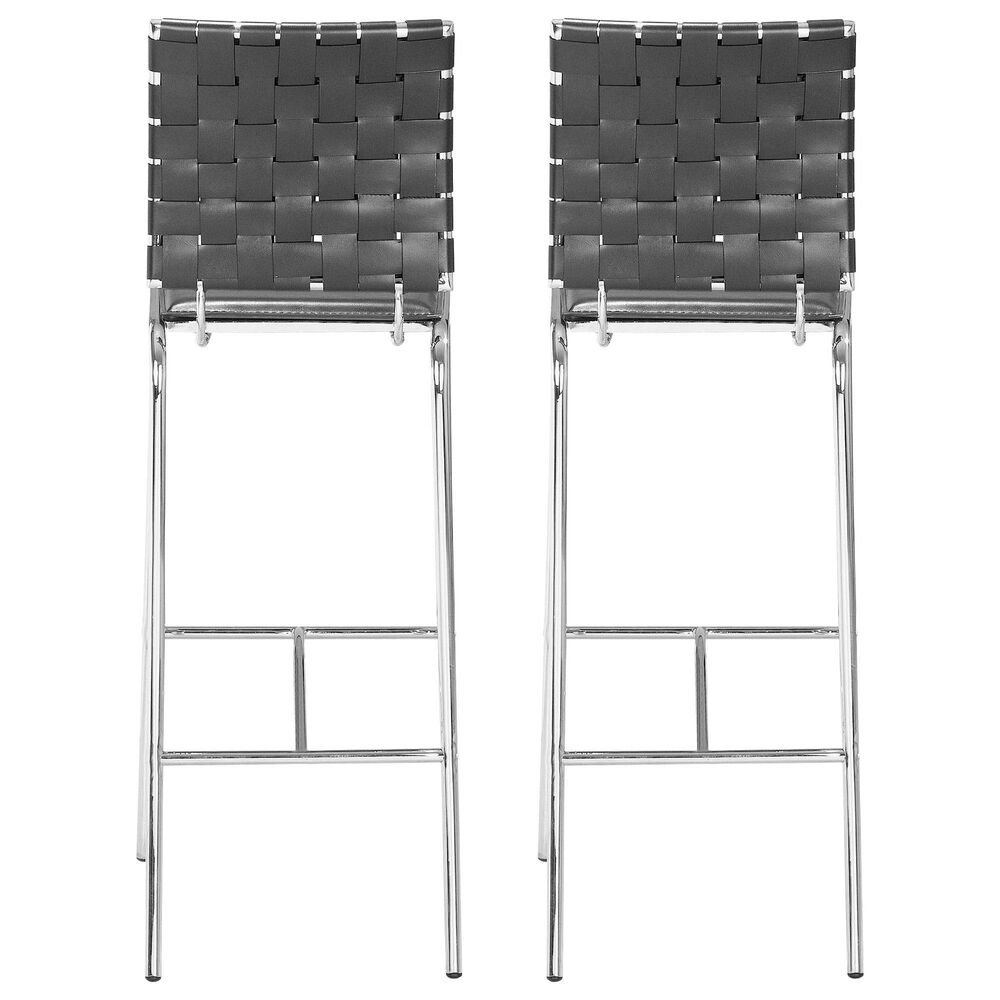 Zuo Modern Criss Cross Bar Stool in Black and Silver (Set of 2) NFM