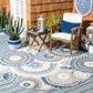 Safavieh Cabana CBN382G 6"7" Round Grey and Blue Indoor/Outdoor Area Performance Rug, , large