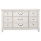 Nicolette Home Willowbrook Queen Panel Bed with Upholstered Headboard with Dresser, Chest, and Two Nightstands in Egg Shell White, , large