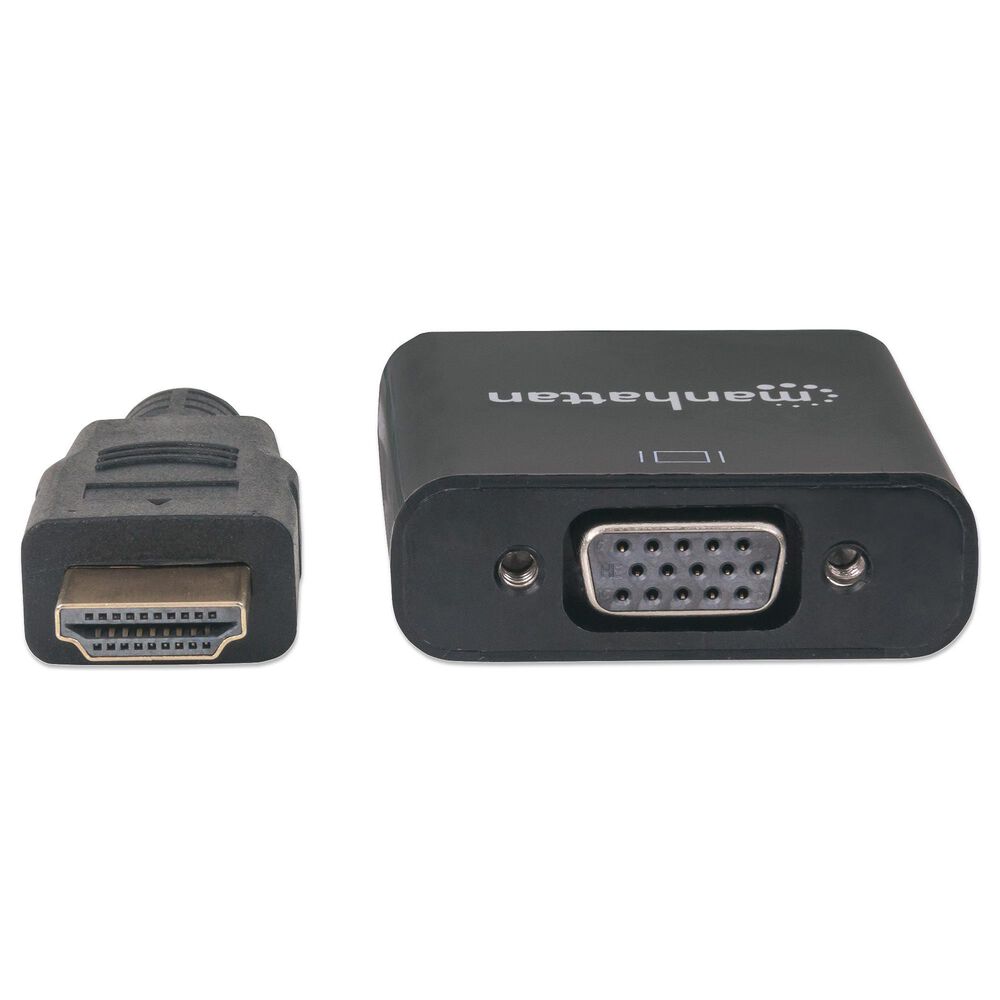 Manhattan HDMI Male to VGA Female, Optional USB Micro-B Power Port in Black, , large