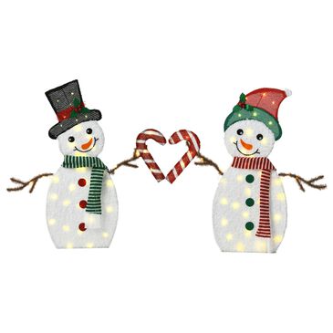 HOMLUX 2-Piece Heart Snowman with LED Lights in White, , large