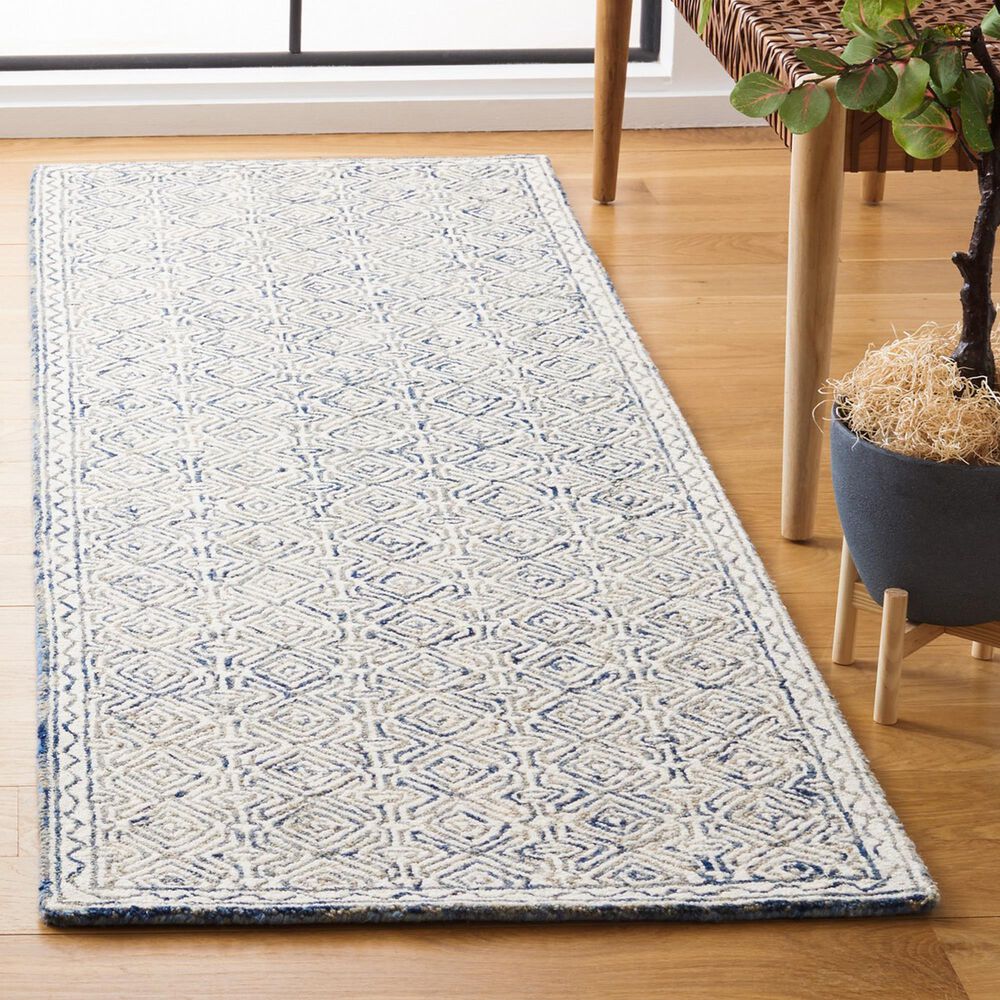 Safavieh Micro-Loop MLP526N 2&#39;3&quot; x 8&#39; Navy and Ivory Runner, , large