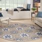 Nourison Aloha 7"10" Round Grey and Blue Indoor/Outdoor Area Rug, , large