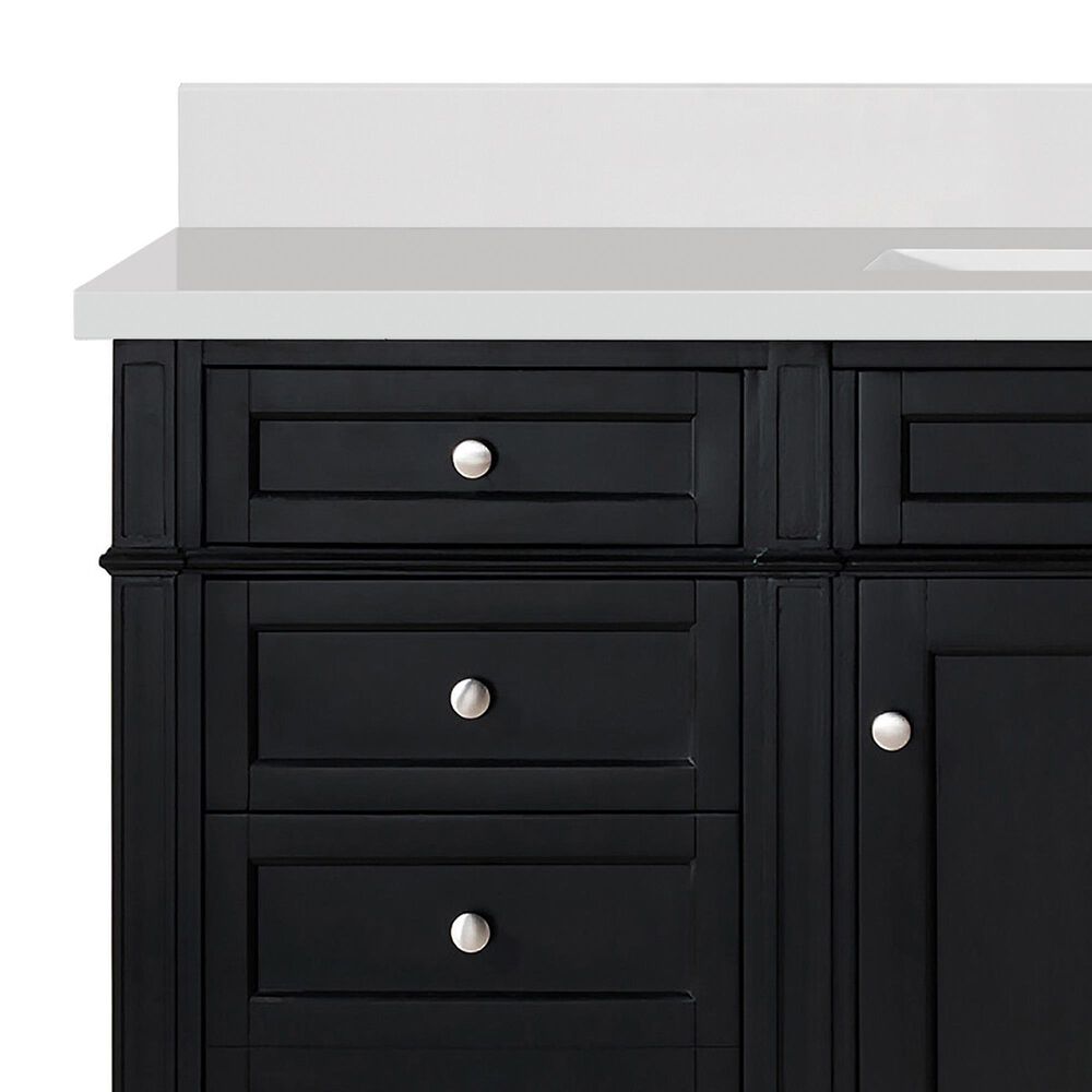 James Martin Vanities Brittany 48&quot; Single Bathroom Vanity in Black Onyx with Single Hole 3 cm White Zeus Quartz Top and Rectangular Sink, , large