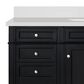 James Martin Vanities Brittany 48" Single Bathroom Vanity in Black Onyx with Single Hole 3 cm White Zeus Quartz Top and Rectangular Sink, , large