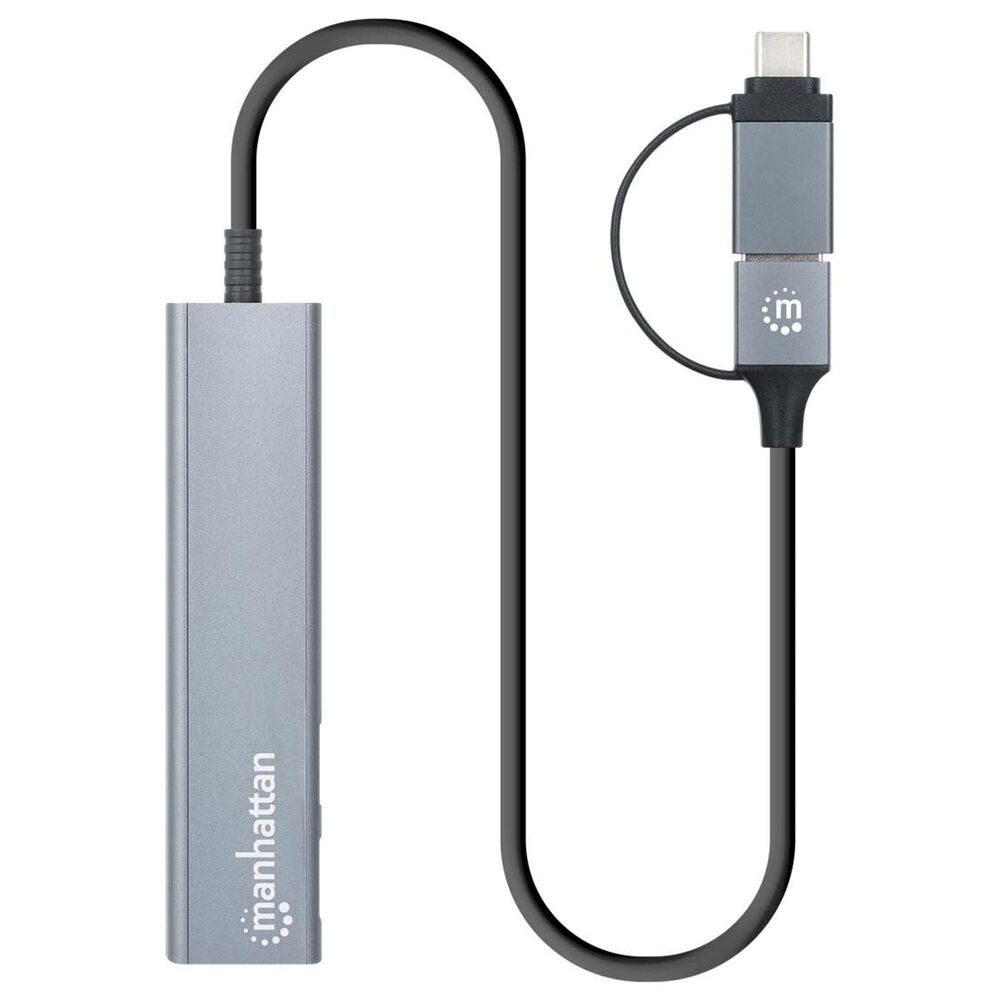 Manhattan 4-Port USB 3.0 Combo Hub in Space Gray, , large