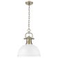Golden Lighting Duncan 1-Light Pendant with Chain and Matte White Shade in Aged Brass, , large