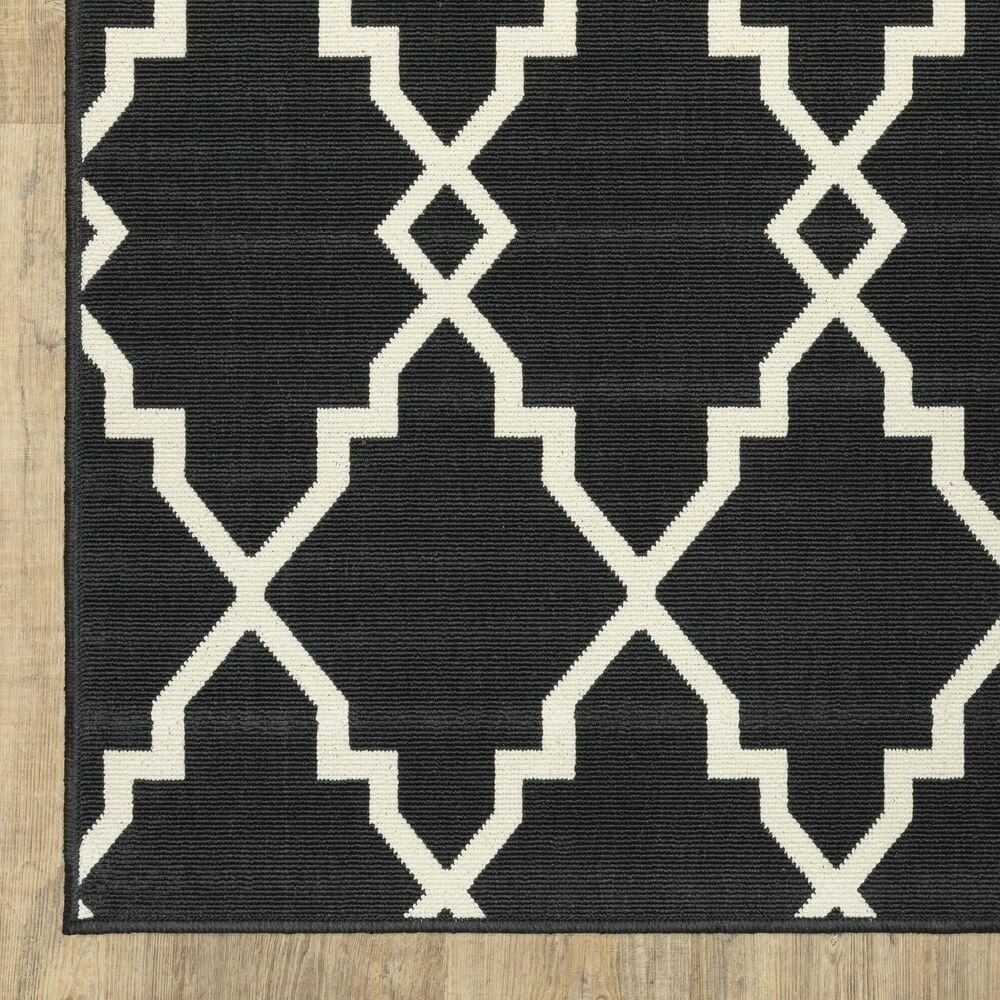 Oriental Weavers Marina 7763K 2&#39;3&quot; x 7&#39;6&quot; Black and Ivory Runner, , large