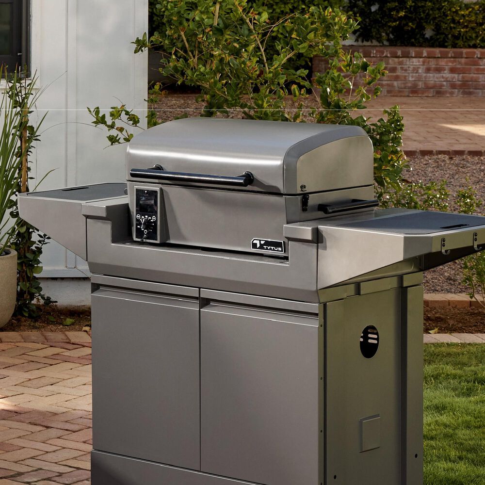 Tytus Emberwood Grill and Prep Cart with Tabletop Pellet Grill in Gunmetal Gray, , large
