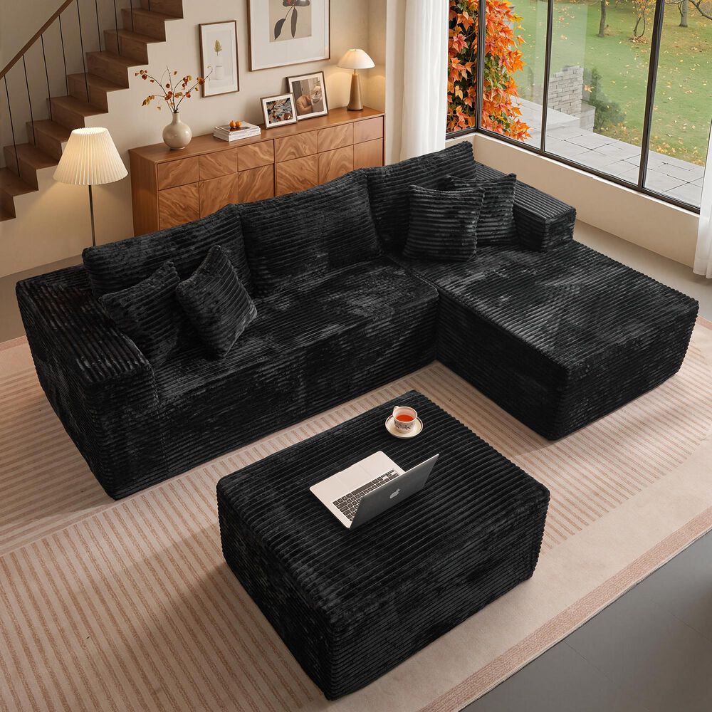 HOMLUX 108" Modular Sofa Set in Black, , large