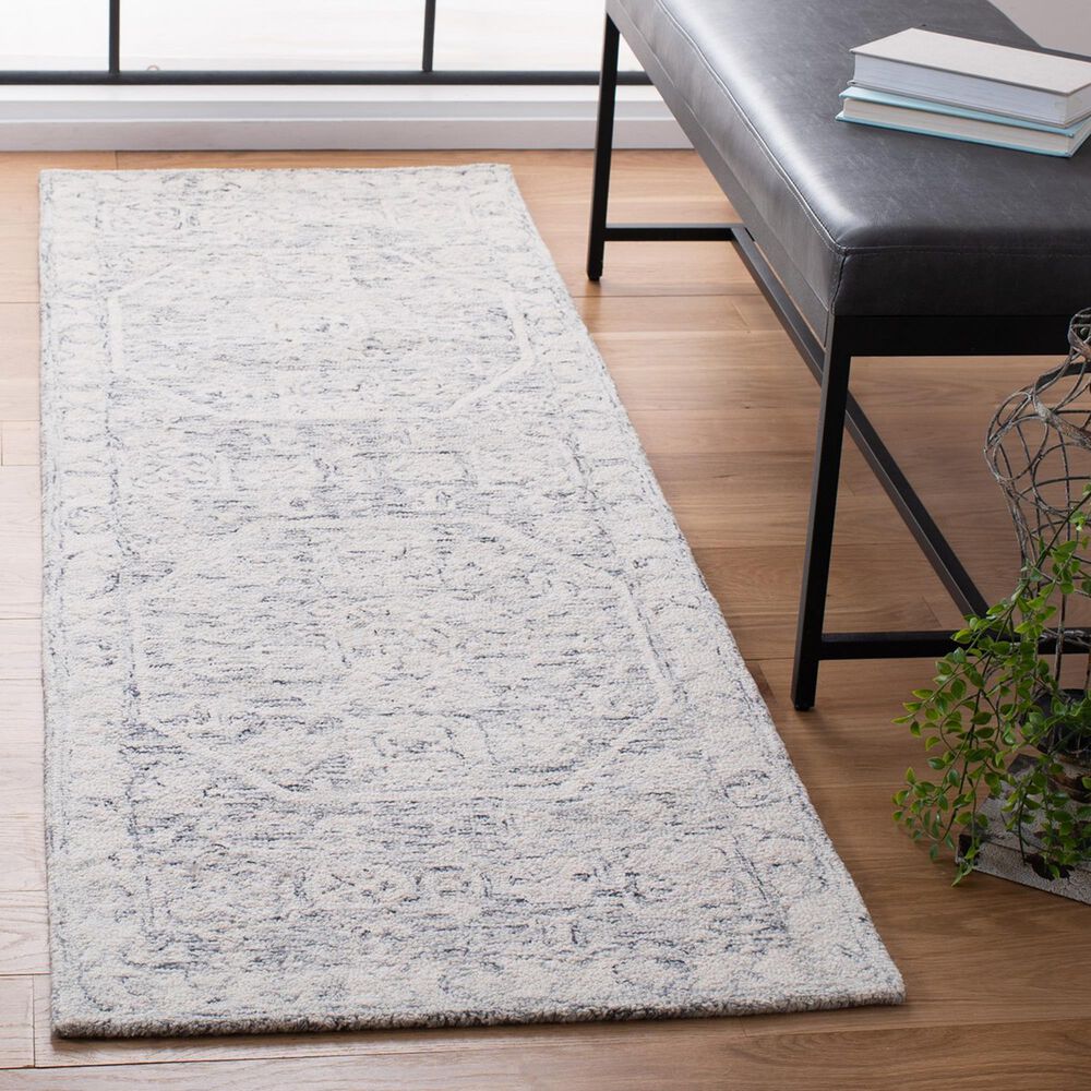 Safavieh Micro-Loop Oriental 2&#39;3&quot; x 11&#39; Charcoal and Ivory Runner, , large