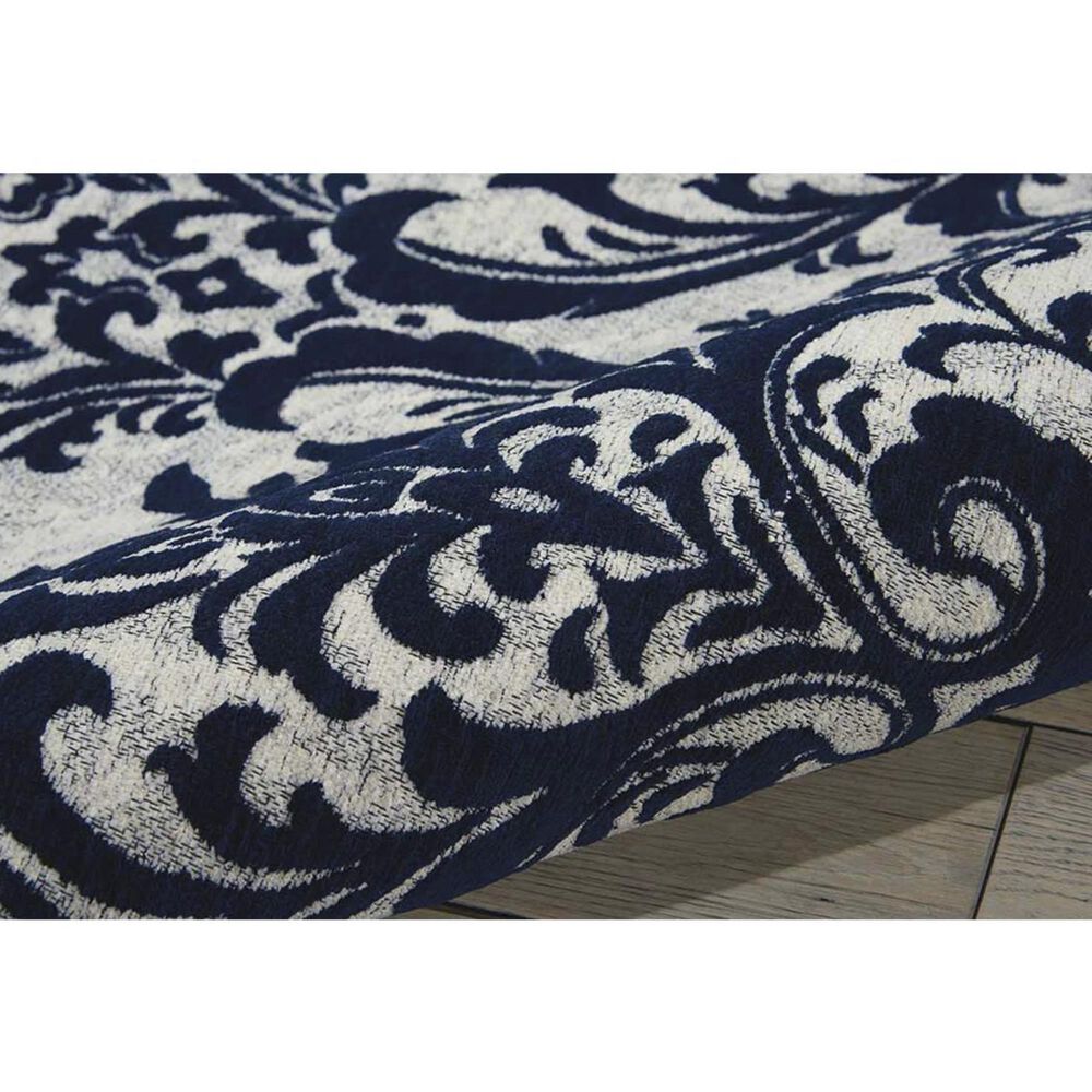 Nourison Damask DAS02 2&#39;3&quot; x 3&#39;9&quot; Ivory and Navy Area Rug, , large