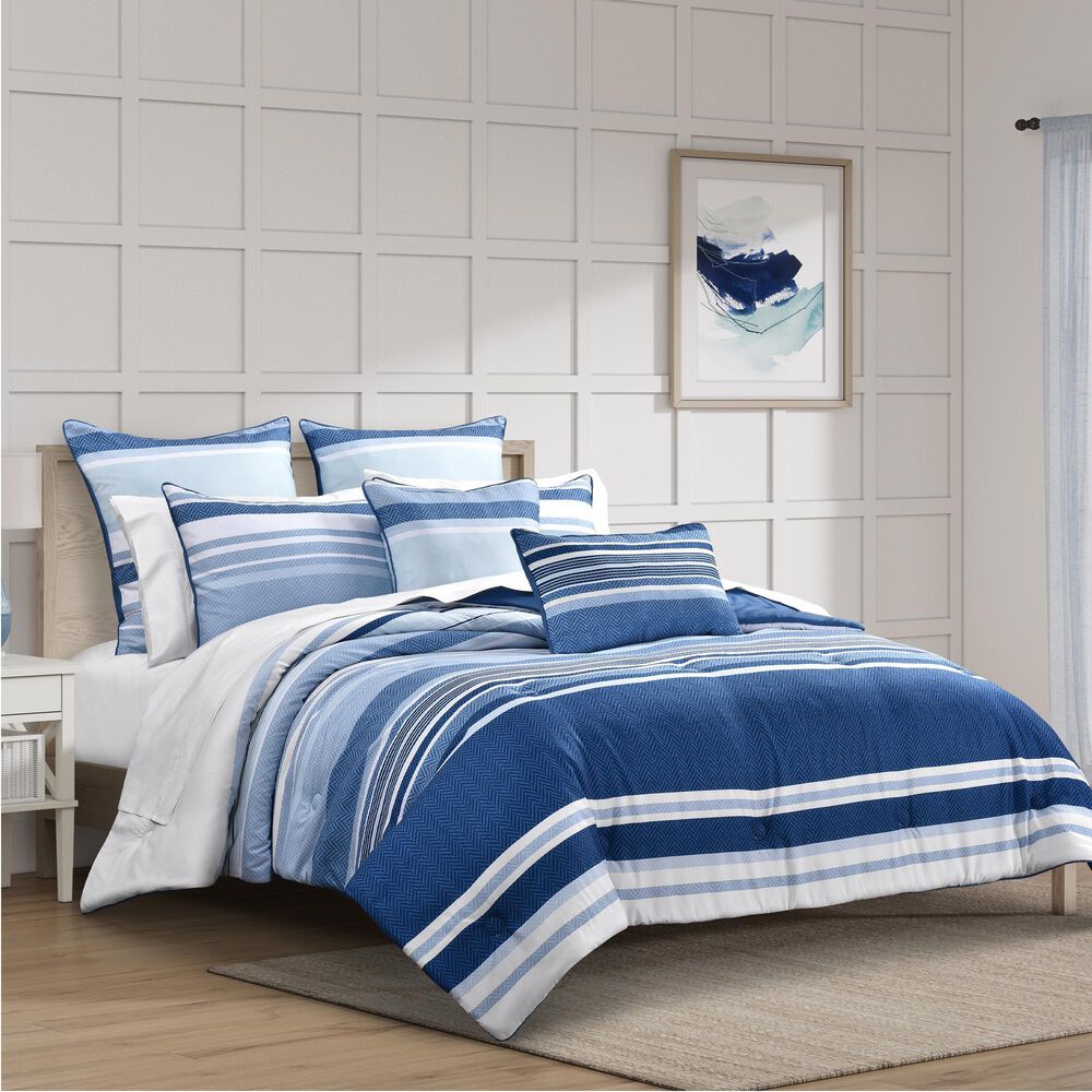J. Queen New York Carson 3-Piece King/California King Comforter Set in Blue and White, , large