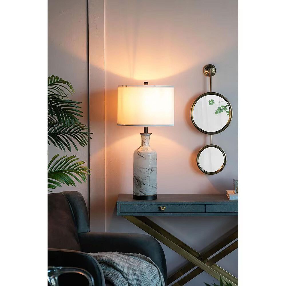 A&amp;B Home Sarris Swirl Table Lamp in Gray and White, , large