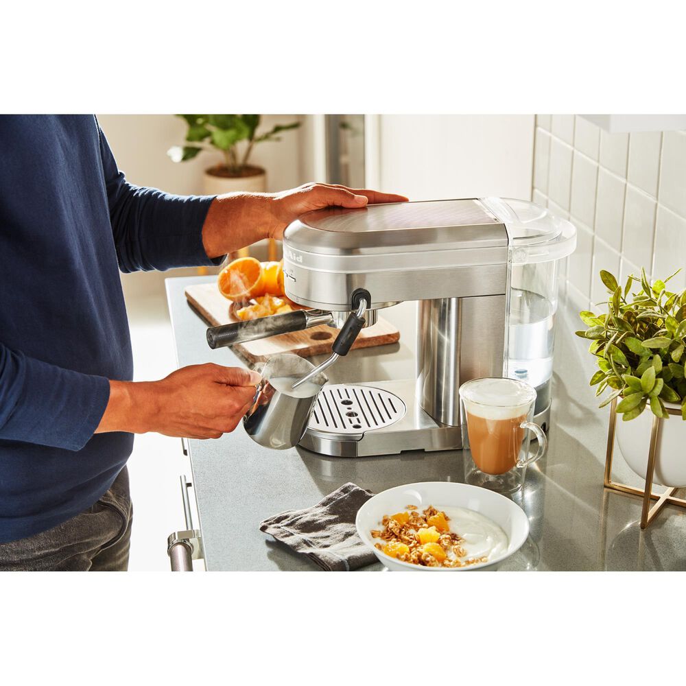 KitchenAid 47 Oz Semi-Automatic Espresso Machine in Brushed Stainless Steel, , large