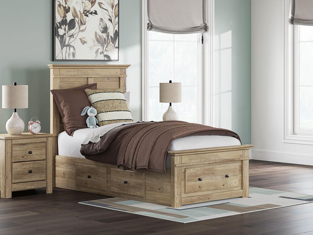 Ashley Makidern 2-Piece Twin Storage Bedroom Set with Five Drawers in Natural Brown, , large