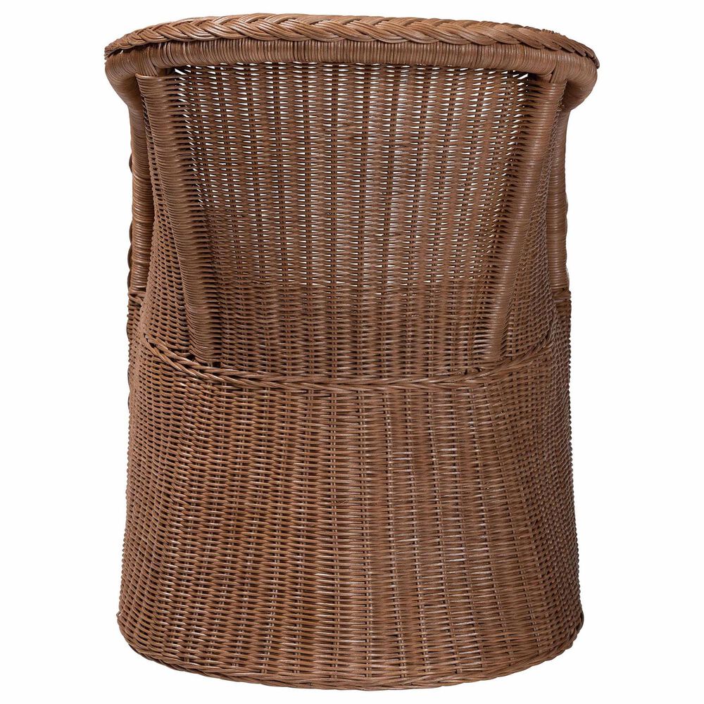 Baxton Studio Memphis Arm Chair with Peanut Brown Rattan in White, , large
