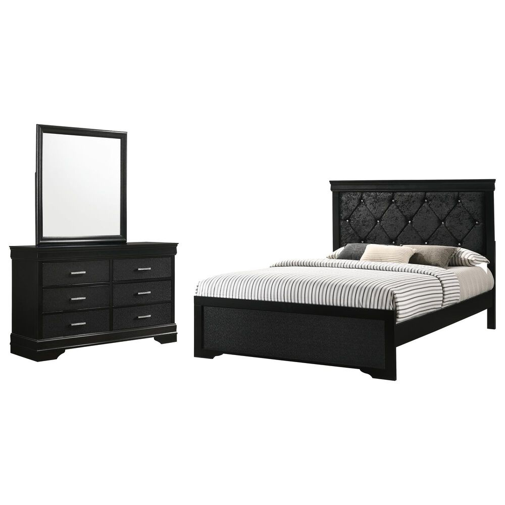 Crown Mark Amalia 3-Piece King Bedroom Set in Black, , large