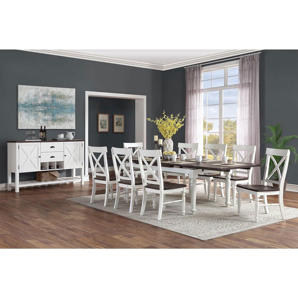 Golden Wave Furniture Mountain Retreat 7-Piece Rectangular Dining Set in Dark Mocha and Antique White, , large