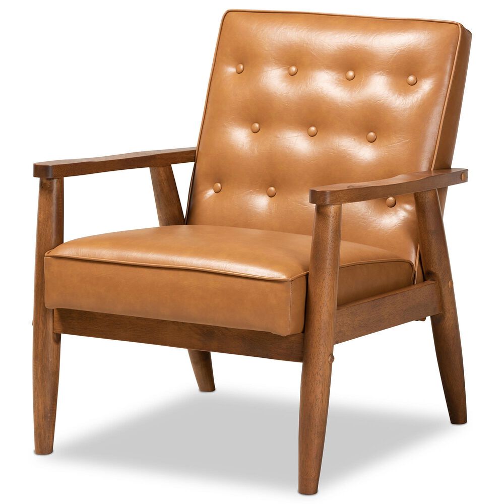 Baxton Studio Sorrento Lounge Chair in Tan, , large