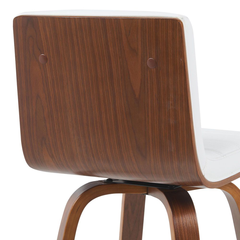 Armen Living Vienna Swivel Counter Height Stool with Snow White Upholstery in Walnut, , large