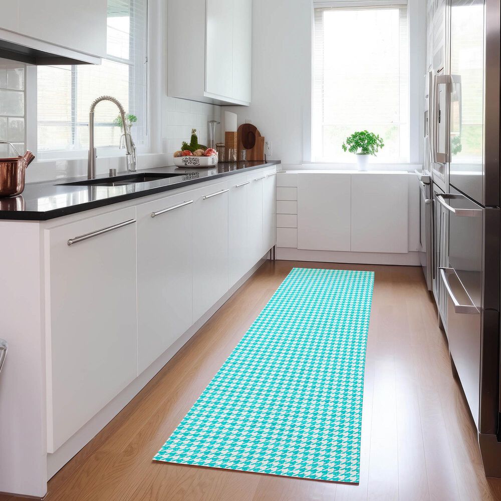 Dalyn Rug Company Hinton 2&#39;3&quot; x 10&#39; Aqua Indoor/Outdoor Runner, , large