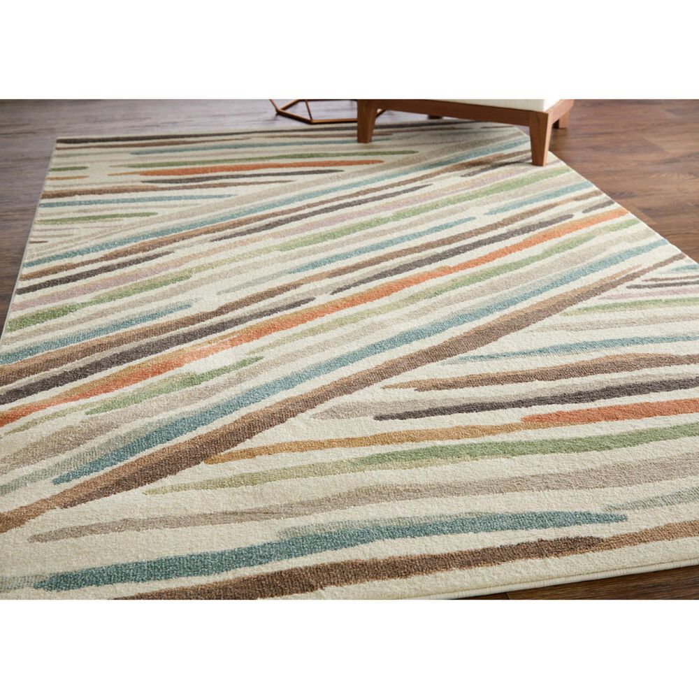 Feizy Eden Striped Ivory and Multicolor 9&#39; x 12&#39; Area Rug, , large