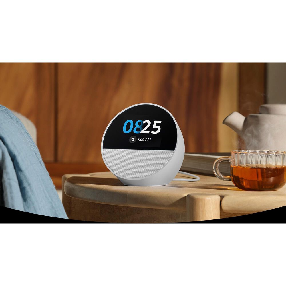 Amazon Echo Spot &#40;2024 release&#41;, Smart alarm clock with vibrant sound + Alexa - White, , large