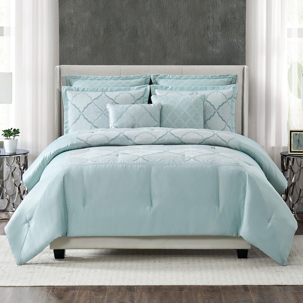 Pem America 5th Avenue Lux Royal 7-Piece Queen Comforter Set in Light Blue, , large
