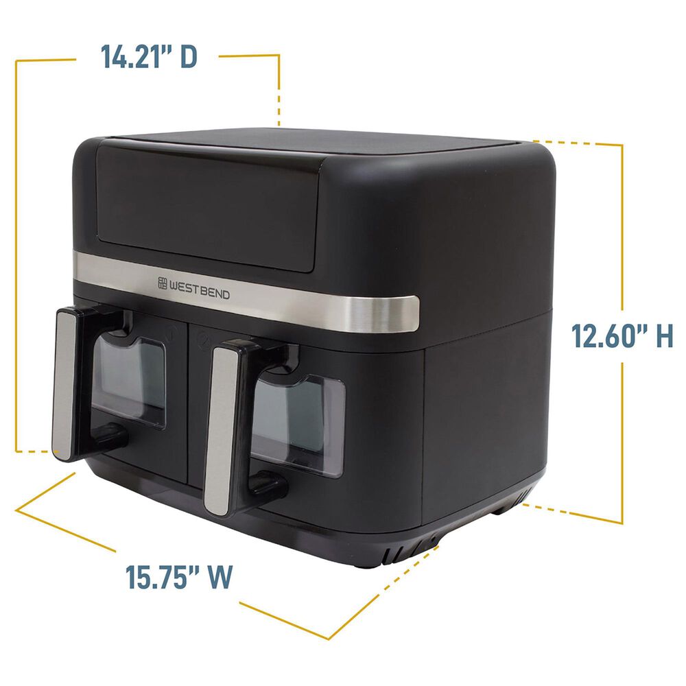 West Bend 10-Quart Dual Basket Air Fryer in Black, , large