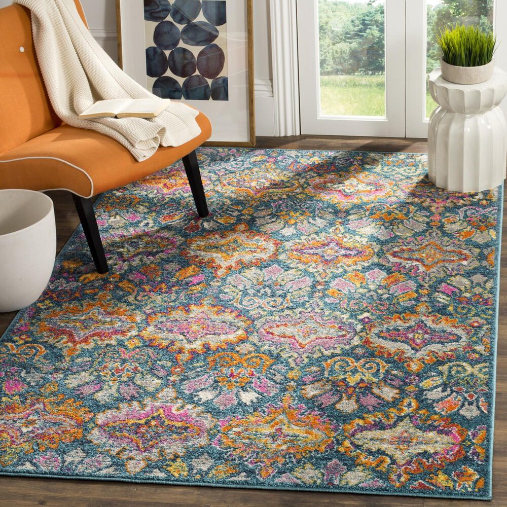 Safavieh Madison MAD144A 5&#39;1&quot; x 7&#39;6&quot; Blue and Orange Area Rug, , large