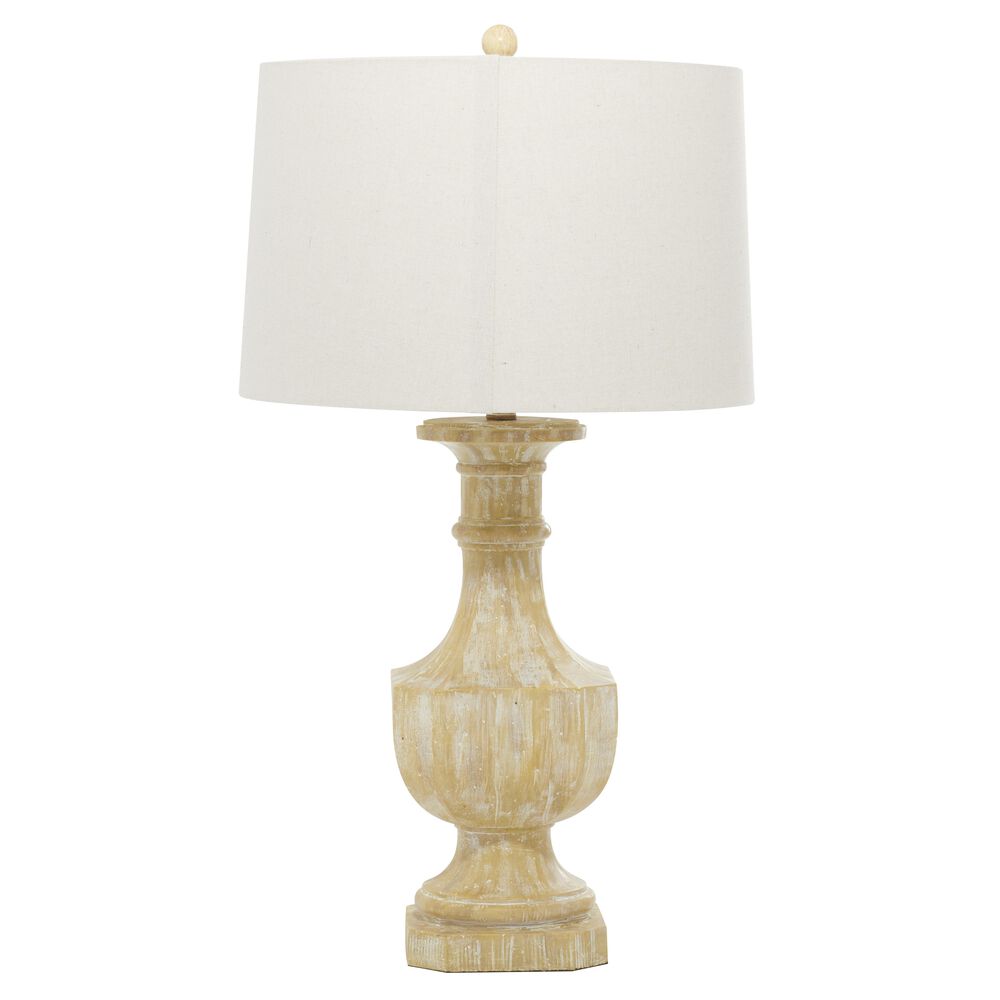 Maple and Jade Modern Farmhouse Coastal Polystone Accent Lamp in Beige, , large
