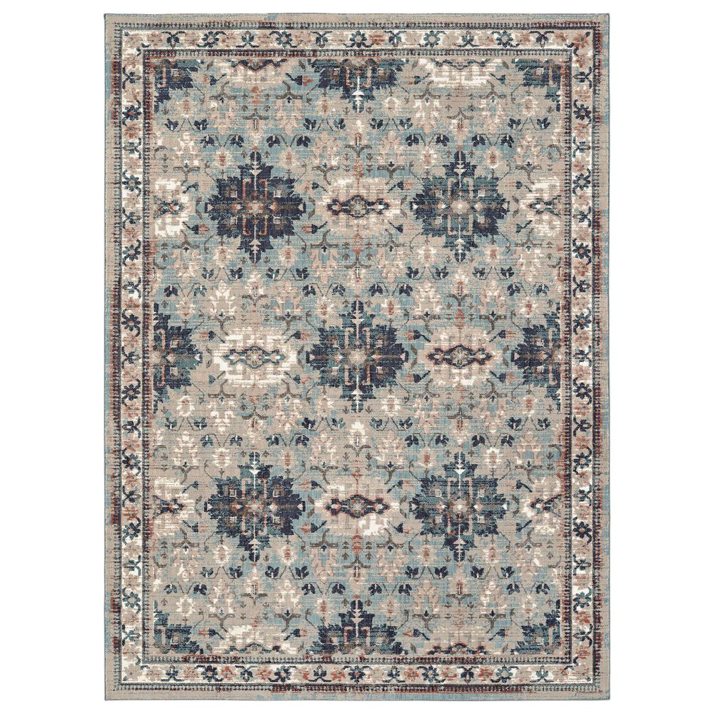 Karastan Soiree Shelburne 91978-60129 5"3" x 7"6" Robins Egg Area Rug, , large