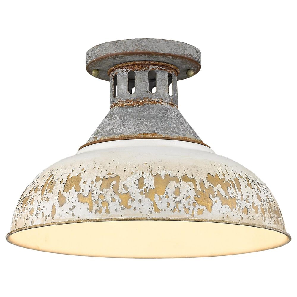Golden Lighting Kinsley Semi-Flush in Aged Galvanized and White, , large