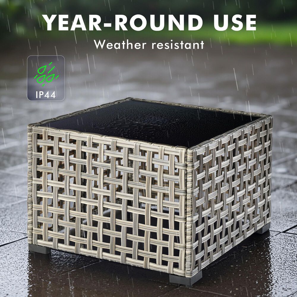 HOMLUX LED-Lit Patio Coffee Table with Built-In Solar Powered LED Lights in Gray, , large