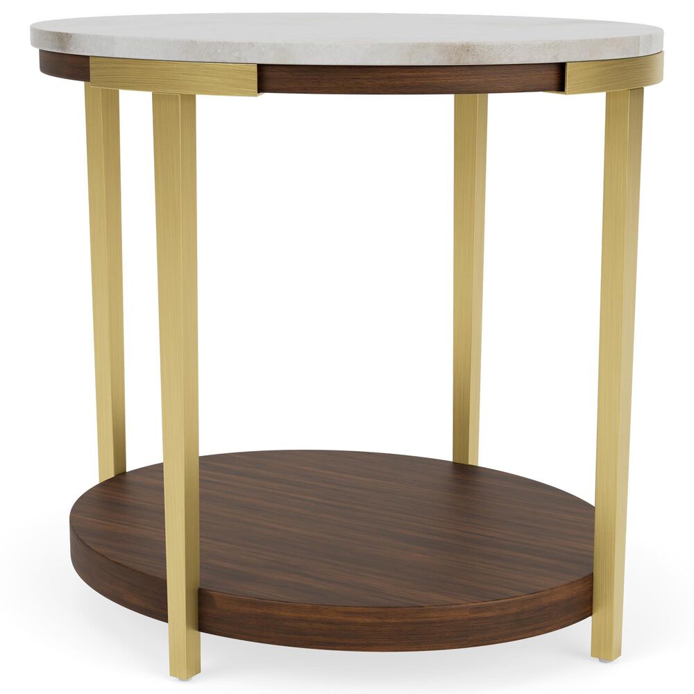 Riverside Furniture Emery Oval End Table in Smoked Cherry and Bronze, , large