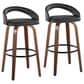 LumiSource Grotto Swivel Bar Stool with Black Faux Leather Upholstery in Walnut Wood and Black (Set of 2), , large