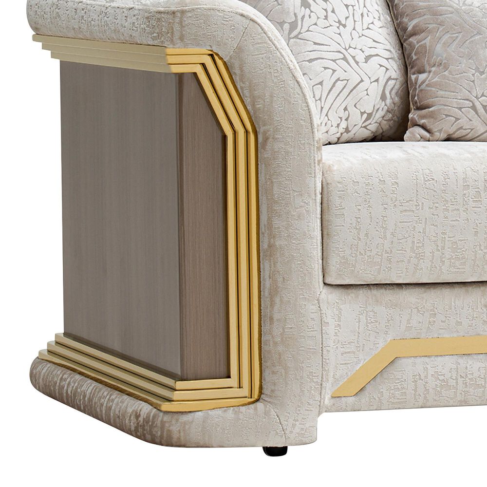 Furniture of America Ospray Stationary Loveseat with Accent Pillows in Metallic Taupe, , large