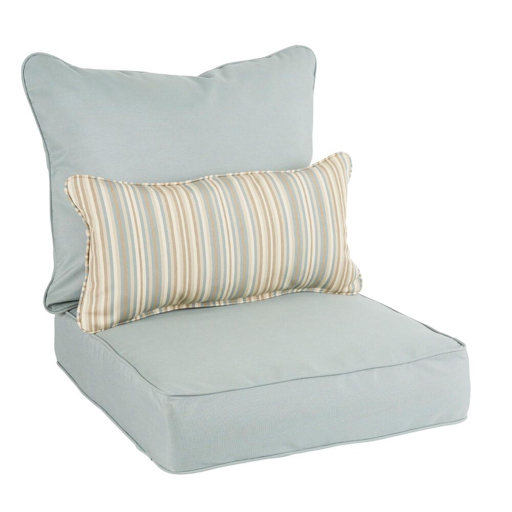 Sorra Home Sunbrella 3-Piece 23" x 25" Deep Seating Cushion Set in Canvas Spa with Stripped Back Pillow, , large
