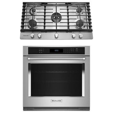 KitchenAid 2-Piece Kitchen Package with 30" Single Wall Oven and 36" Gas Cooktop in Stainless Steel, , large