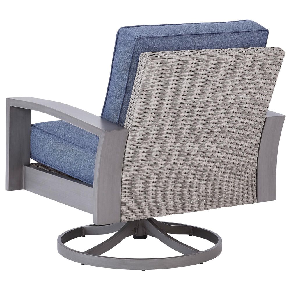 Ashley Half Moon Beach Patio Swivel Rocker Lounge Chair in Blue, , large
